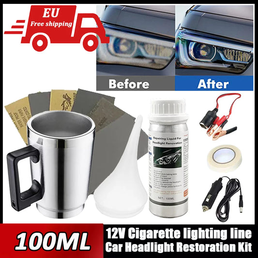 Car Headlight Repair Polish Kit – Restoration & Anti-Scratch Detailing