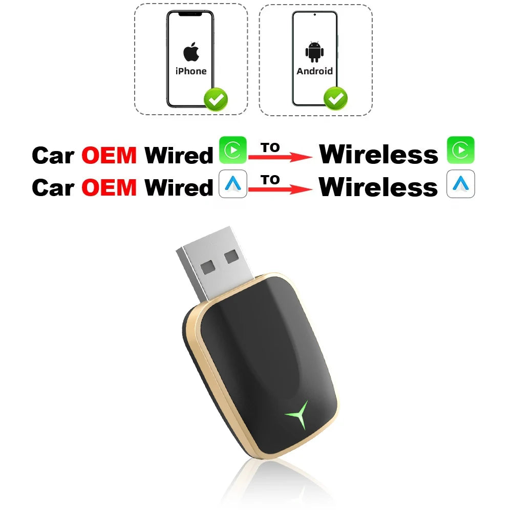 Wireless CarPlay Dongle – 2-in-1 Wireless Android Auto Adapter