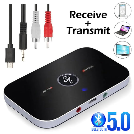 Bluetooth 5.0 Audio Transmitter & Receiver – 3.5mm AUX, RCA, USB Wireless Adapter