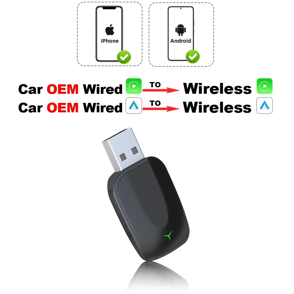 Wireless CarPlay Dongle – 2-in-1 Wireless Android Auto Adapter