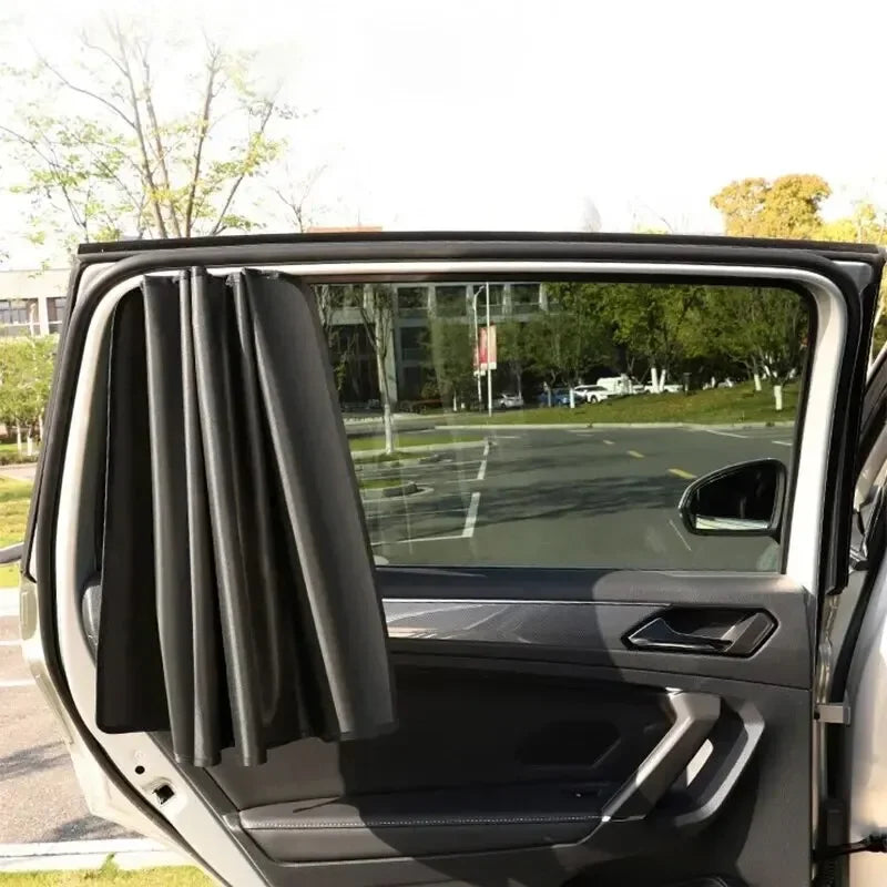 2Pcs Car Side Window Sun Shade – UV Block, Anti-Glare Privacy Curtain for Front/Back Windows