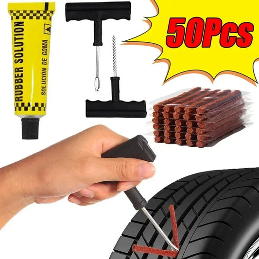 5-50Pc Car Tire Repair Kit – Tubeless Puncture Plug & Motorcycle/Truck Tools