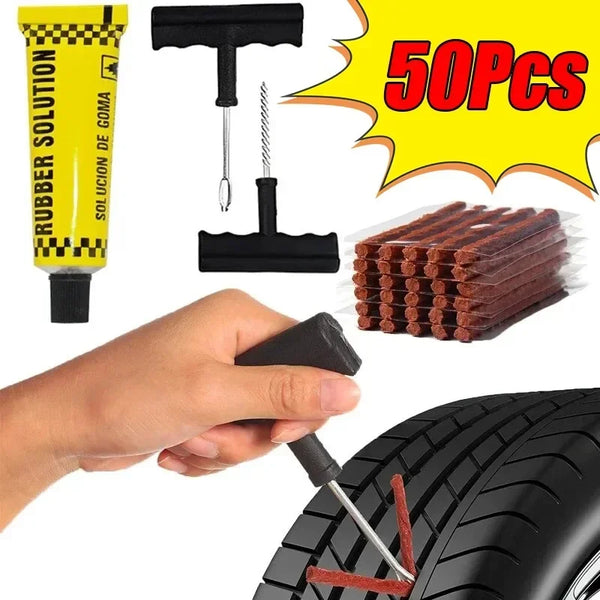 5-50Pc Car Tire Repair Kit – Tubeless Puncture Plug & Motorcycle/Truck Tools