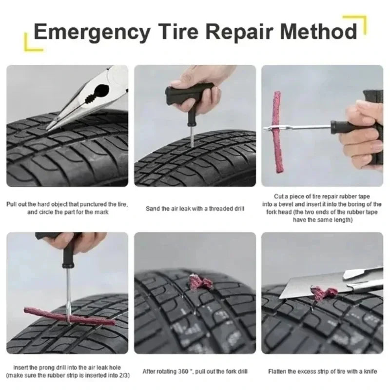 5-50Pc Car Tire Repair Kit – Tubeless Puncture Plug & Motorcycle/Truck Tools